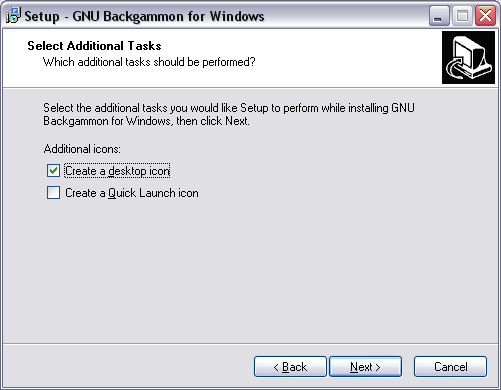 image of installation screen. Select additional Tasks.